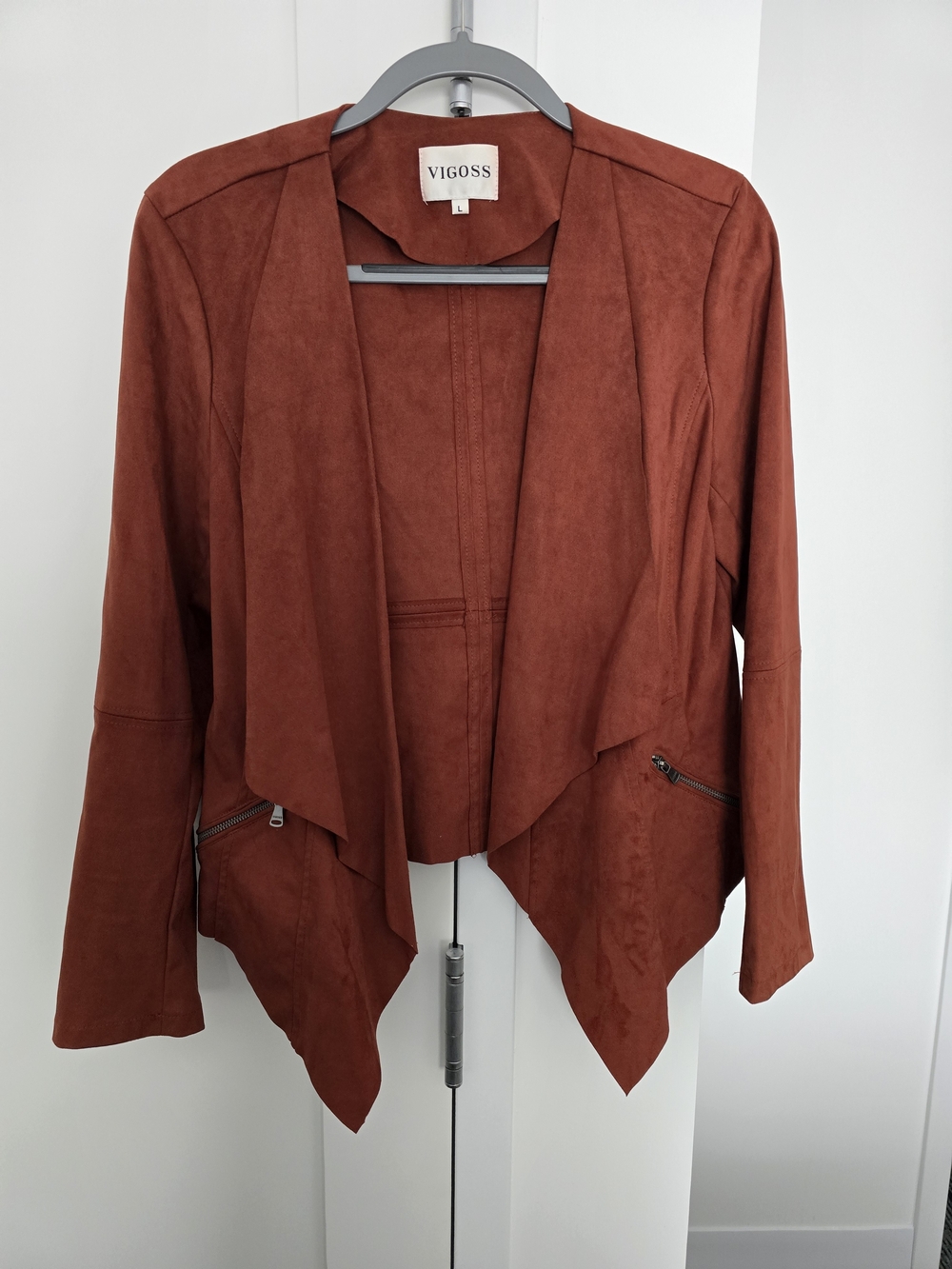 Vigoss Women's Rust Draped Open Front Jacket